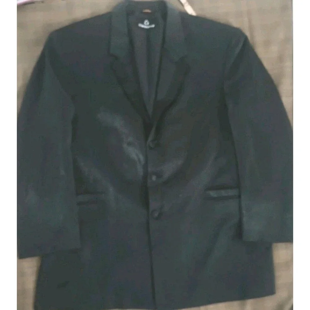 Men's Black Clairborne Tuxedo Jacket Glistens w/ Cloth Buttons